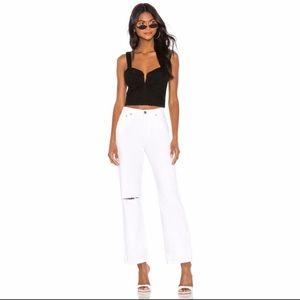 GRLFRIEND White High-Rise Straight Leg Emily Jeans